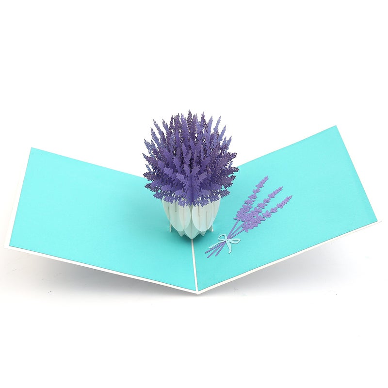 Liif Lavender Blooms Pop Up Card, 3D Flower Greeting Card, Pop Up Card for All Occasions, Birthday, Mother's Day, Anniversary, Wedding, Congratulations, Get Well Card, Handmade Gift - Image 3